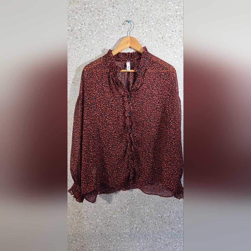 Mango Red and Black Patterned Blouse